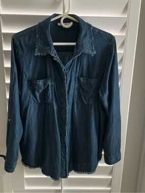Chico's Dark Blue Denim Button-Down Shirt